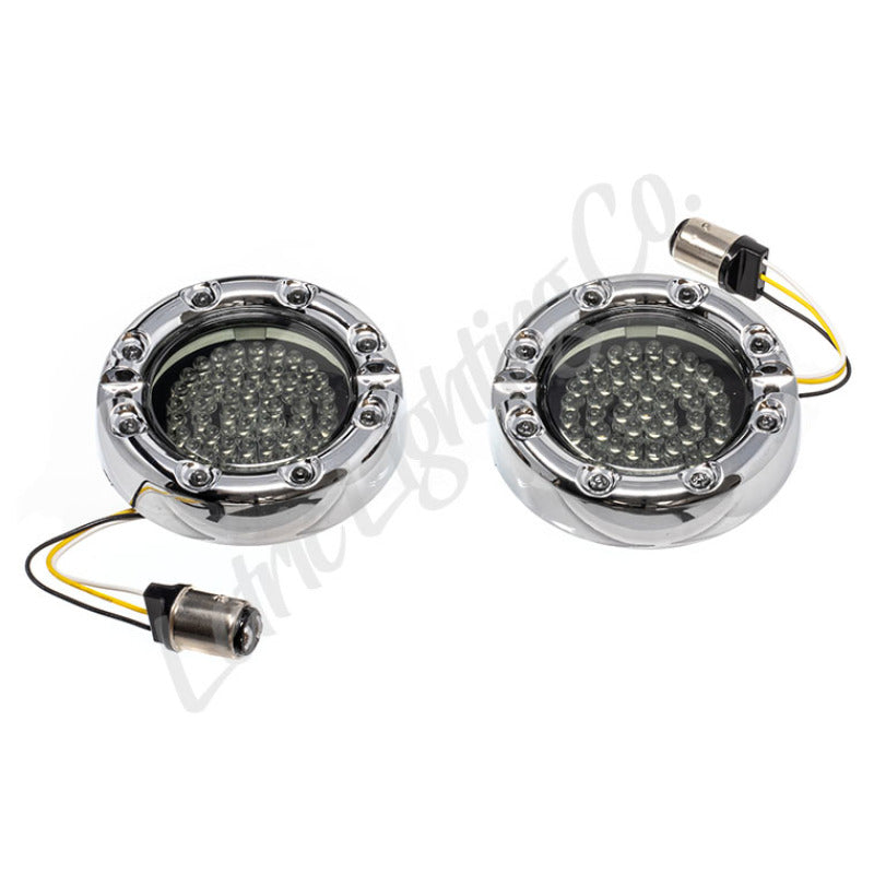 Letric Lighting 99-03 Premium Halo Chrome Switchbacks Running Light w/ Amber Turn Signals (1157) LLC-FLHC-7WAS