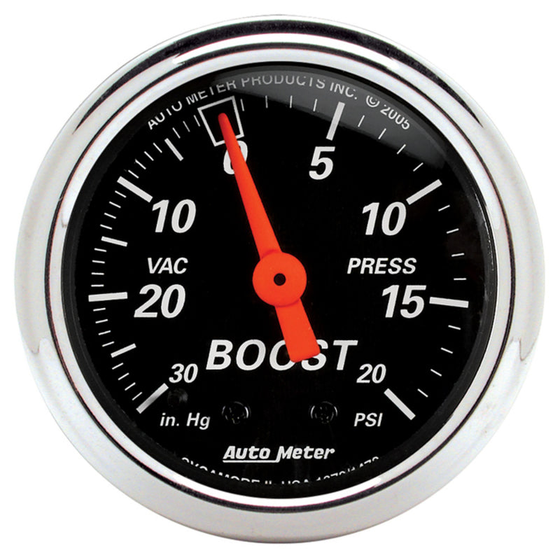 Autometer Gauge, Vac/Boost, 2 1/16", 30INHG-20Psi, Mechanical, Designer Black 1471 Photo - Primary