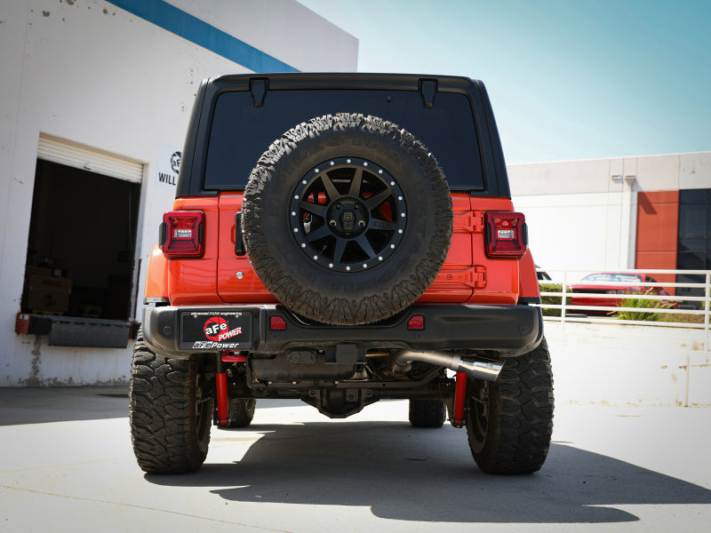 aFe 20-21 Jeep Wrangler Large Bore-HD 3in 304 Stainless Steel DPF-Back Exhaust System - Polished Tip 49-38092-P 49-38092-P Photo - Mounted