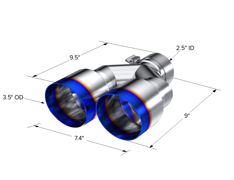 MBRP Universal T304 SS Dual Burnt End Tip 3.5in OD/2.5in Inlet T5170BE T5170BE Photo - Close Up