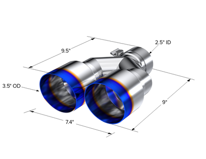 MBRP Universal T304 SS Dual Burnt End Tip 3.5in OD/2.5in Inlet T5170BE T5170BE Photo - Close Up