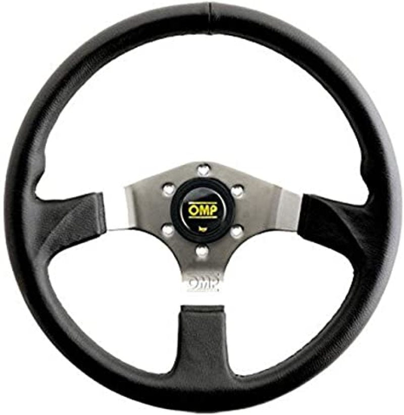 OMP Asso Flat Steering Wheel w/ 3 Steel Spokes (350mm) - Large Leather (Black) OD0-2019-189 OD0-2019-189 Photo - Primary