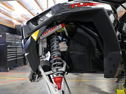 aFe 14-16 Polaris RZR 925/1000cc Sway-A-Way 2.5 Front Coilover Kit w/ Remote Reservoirs and Comp Adj 851-5600-01-CA 851-5600-01-CA Photo - Mounted
