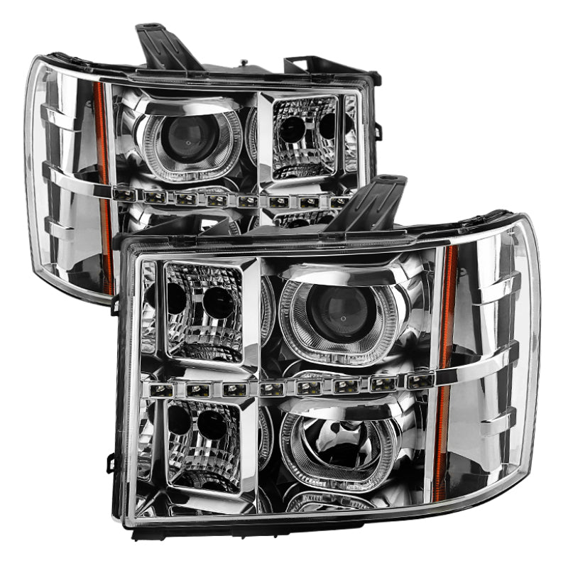 SPYDER Xtune GMC Sierra 1500/2500/3500 07-13 Projector Headlights LED Halo- Chrome PRO-JH-GSIE07-CFB-C 9032288 9032288 Photo - Primary
