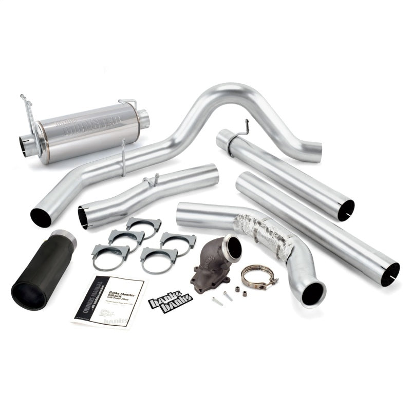 Banks Power 99 Ford 7.3L w/Cat Conv Monster Exhaust w/ Power Elbow - SS Single Exhaust w/ Black Tip 48658-B 48658-B Photo - Primary