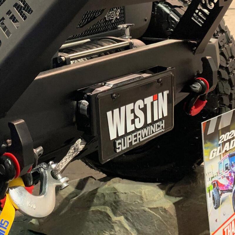 Westin Winch Mount License Plate Re-locator - Black 46-20065 46-20065 Photo - Mounted
