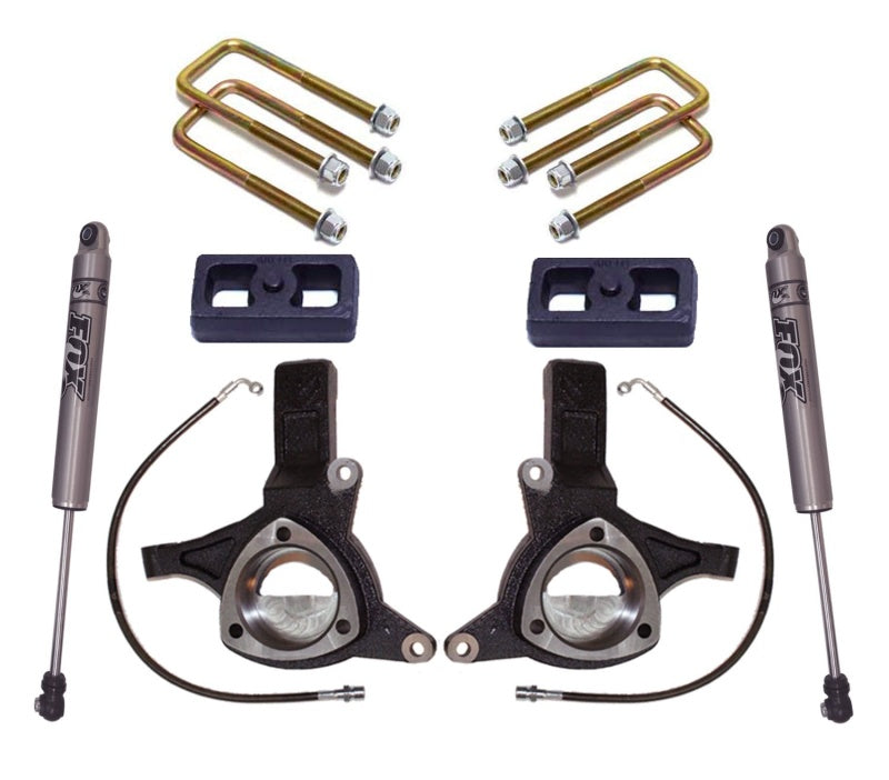 MaxTrac 16-18 GM C1500 2WD w/Stamped Steel Susp. 5in/3in MaxPro Elite Spindle Lift Kit w/FOX Shocks K881753F K881753F Photo - Primary