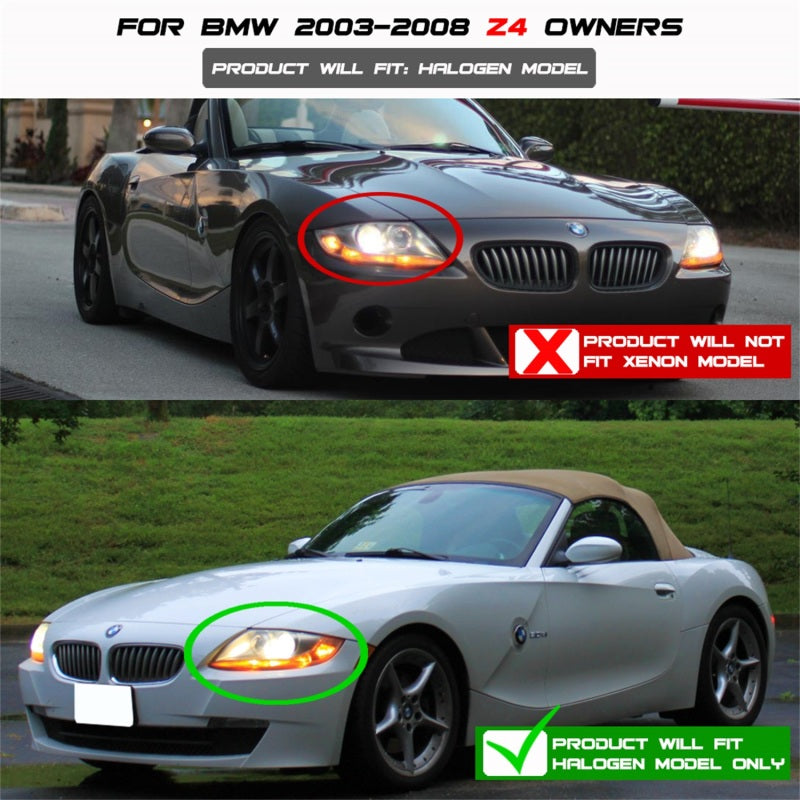 Spyder BMW Z4 03-08 Projector Headlights Halogen Model Only - LED Halo Black PRO-YD-BMWZ403-HL-BK 5029072 5029072 Photo - Mounted