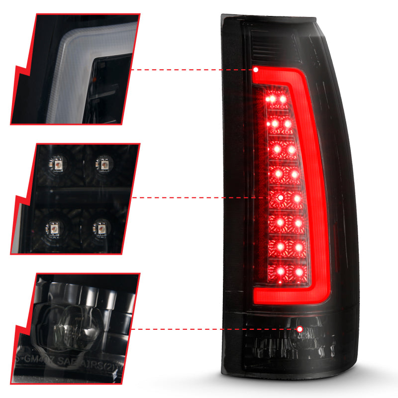 ANZO 1999-2000 Cadillac Escalade LED Taillights Black Housing Smoke Lens Pair 311345 311345 Photo - Unmounted