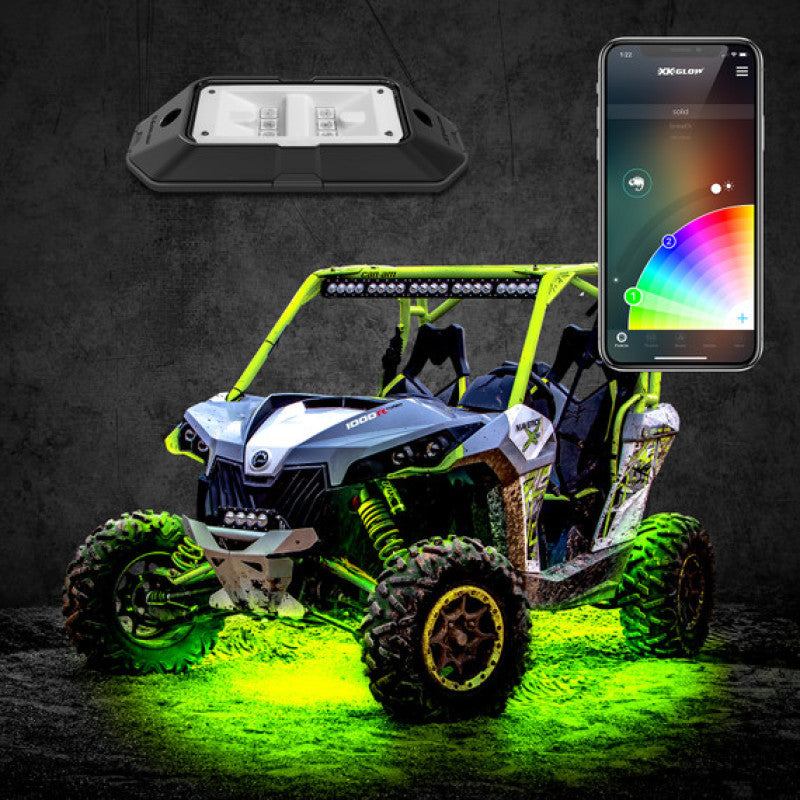 XKGLOW XK Glow Rock Light Advanced Kit w/ Dual-Mode Dash Mount Controller 8pc 6W LED XK-ROCK-ADV-DM