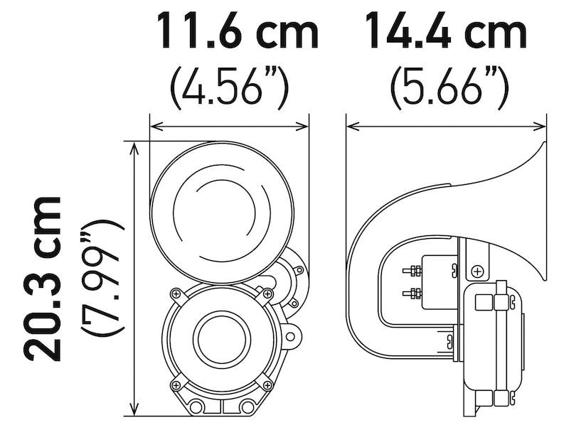 Hella Horn Kit Bx Black Air 1Tone 12/24V 013410011 013410011 Technical Drawing