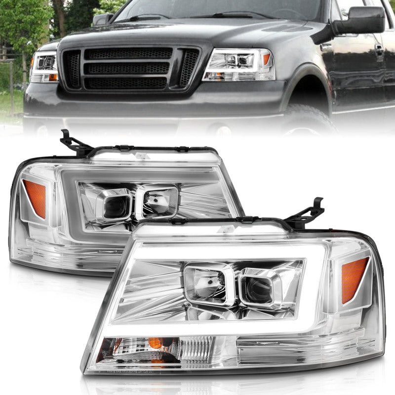 ANZO 2004-2008 Ford  F-150 Projector Headlights w/ Light Bar Chrome Housing 111542 111542 Photo - Primary