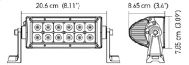 Hella ValueFit Sport Light Bar 12 LED / 8" - Flood Beam 357208001 Technical Drawing