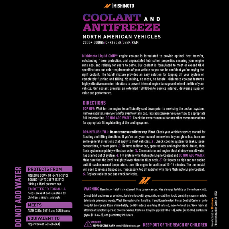 Mishimoto Liquid Chill EG Coolant, North American Vehicles, Purple MMRA-LC-EG-PR MMRA-LC-EG-PR User 1