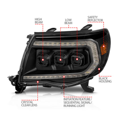 ANZO 05-11 Toyota Tacoma Full LED Proj Headlights White DRL/Init/SeqSig Black - Pair 111640A 111640A User 1
