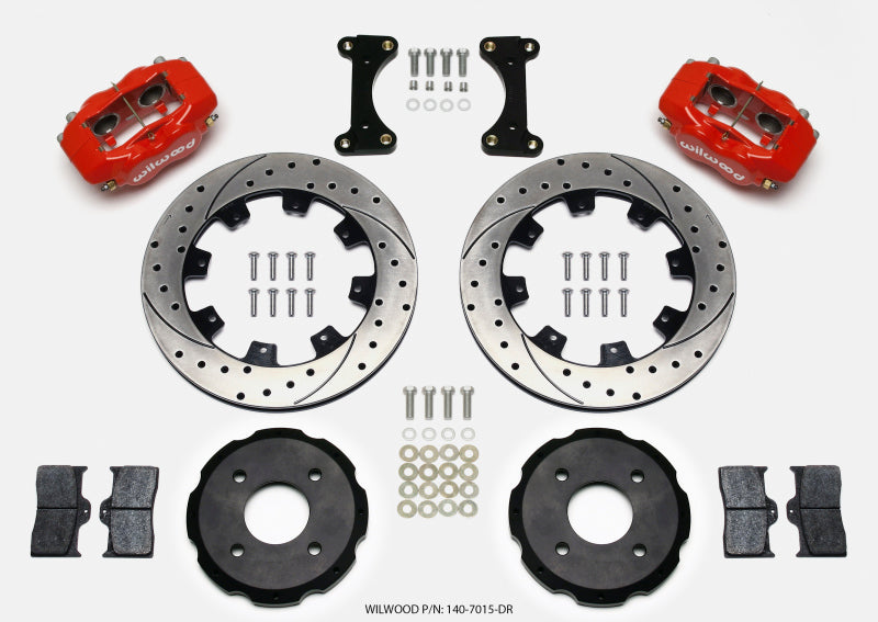 Wilwood Forged Dynalite Front Hat Kit 12.19in Drilled Red 2002 Mitsubishi Lancer 140-7015-DR 140-7015-DR Photo - Primary