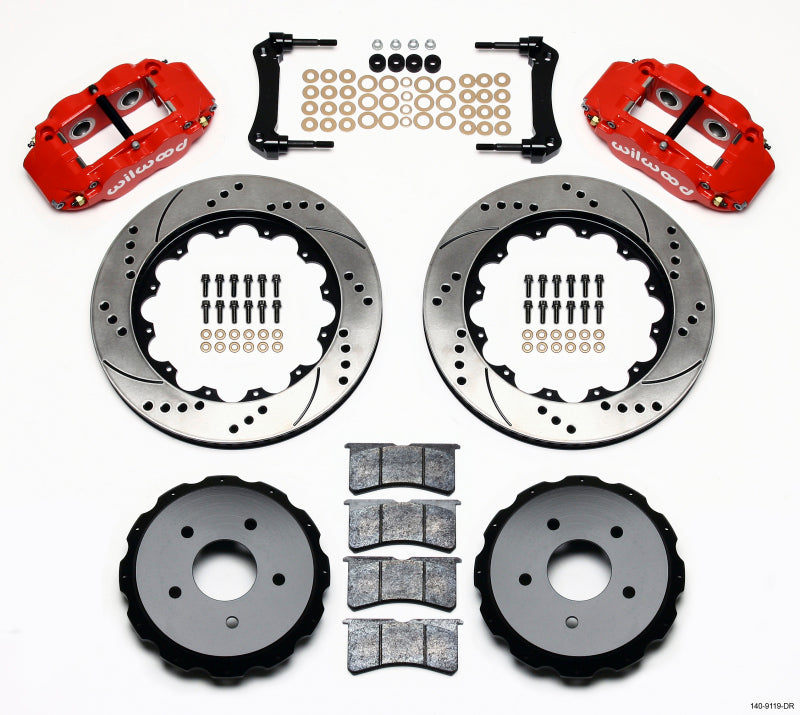 Wilwood Narrow Superlite 4R Rear Kit 14.00in Drill Red 97-04 Corvette C5/Z06 05-13 C6 140-9119-DR 140-9119-DR Photo - Primary