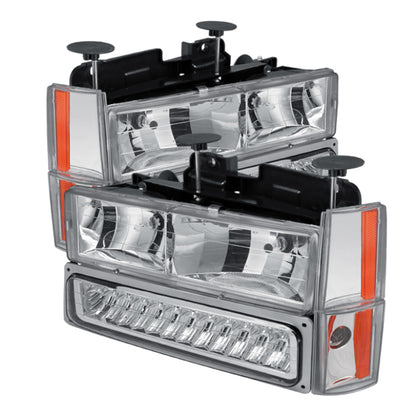 SPYDER Xtune GMC Yukon 92-93 Crystal Headlights w/ Corner & LED Bumper Chrome HD-JH-GMCCK88-LED-AM-C-SET 5073549 5073549 Photo - Primary