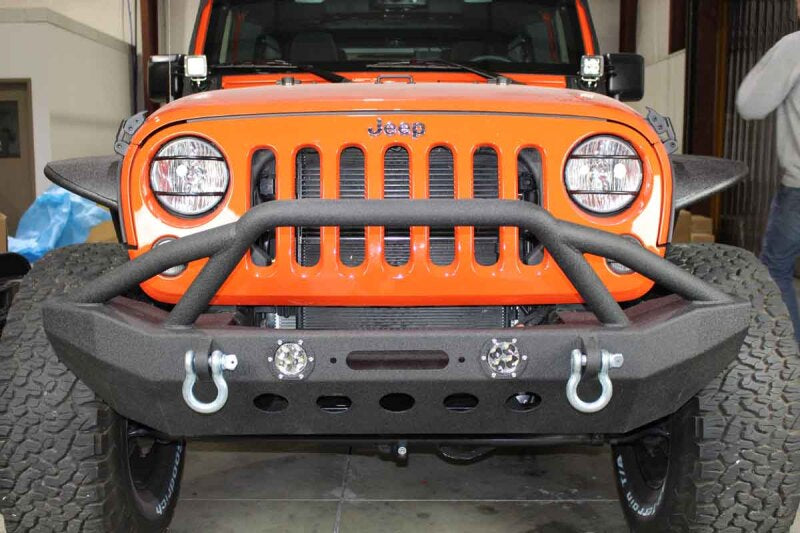 Fishbone Offroad 07-18 Jeep Wrangler Front Winch Bumper W/LEDs Full Width - Blk Texured Powdercoated FB22003 FB22003 Photo - lifestyle view
