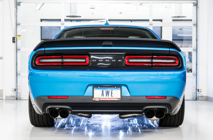 AWE Tuning 2015+ Dodge Challenger 6.4L/6.2L Non-Resonated Touring Edition Exhaust - Quad Black Tips 3020-43082 3020-43082 Photo - Mounted