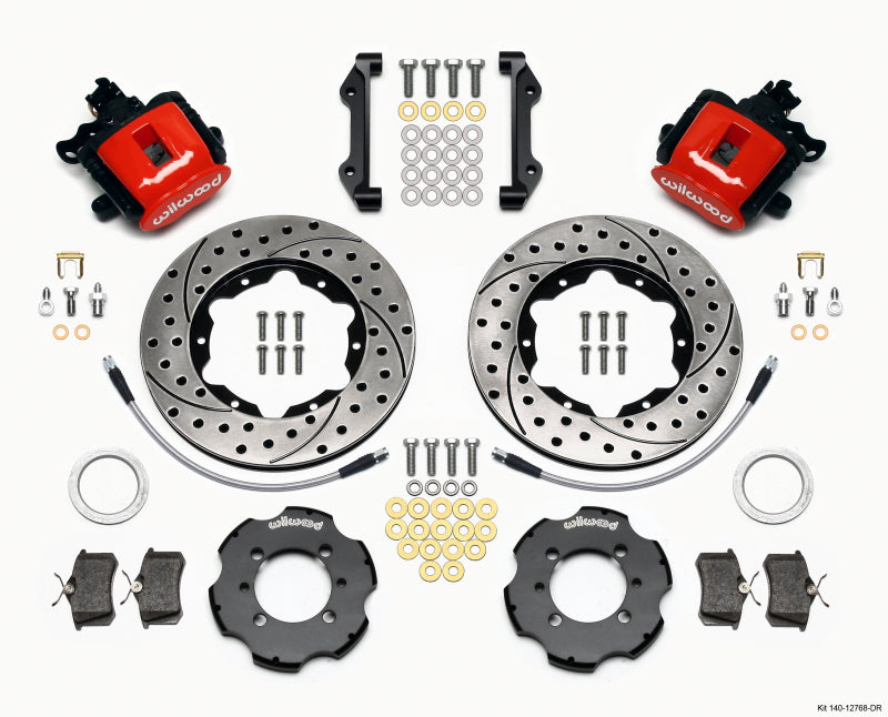Wilwood Combination Parking Brake Rear Kit 11.00in Drilled Red 2012 Fiat 500 w/ Lines 140-12768-DR 140-12768-DR Photo - Primary