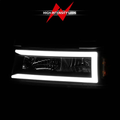 ANZO 04-12 GM Colorado/Canyon/I-Series Crystal Headlights - w/ Light Bar Black Housing 4pcs 111558 111558 Photo - Unmounted