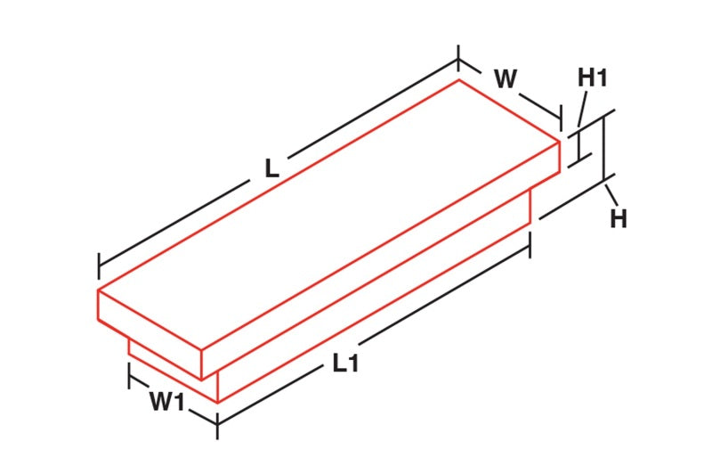 Dee Zee Deezee Universal Tool Box - Specialty Narrow BT Alum MID SIZE DZ6163N DZ6163N Technical Drawing