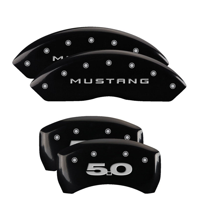 MGP Caliper Covers (set of 4), Engraved Front Mustang Engraved Rear 50 Blk 10198SM50BK Photo - Primary