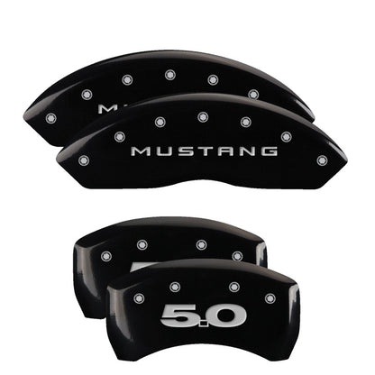 MGP Caliper Covers (set of 4), Engraved Front Mustang Engraved Rear 50 Blk 10198SM50BK Photo - Primary