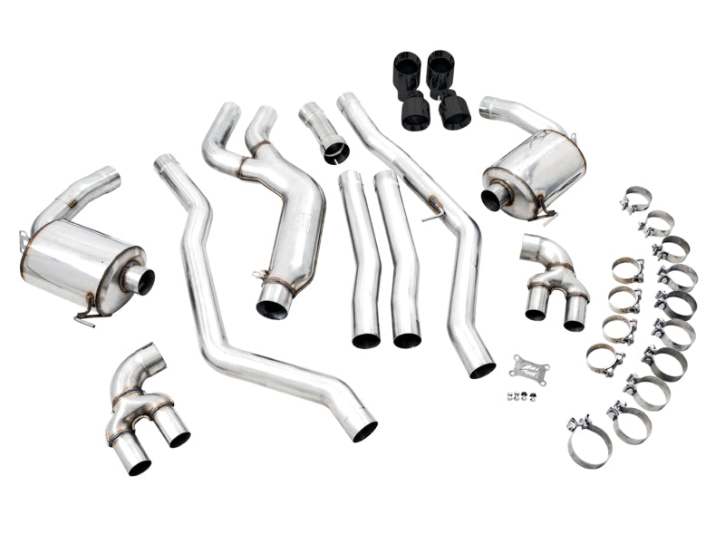 AWE Tuning 2019+ BMW M340i (G20) Non-Resonated Touring Edition Exhaust - Quad Diamond Black Tips 3015-43156 3015-43156 Photo - out of package