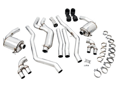 AWE Tuning 2019+ BMW M340i (G20) Non-Resonated Touring Edition Exhaust - Quad Diamond Black Tips 3015-43156 3015-43156 Photo - out of package
