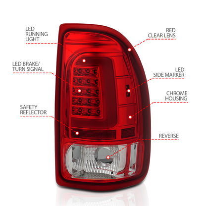 ANZO 1997-2004 Dodge Dakota LED Taillights Chrome Housing Red Lens Pair 311349 311349 Photo - Unmounted