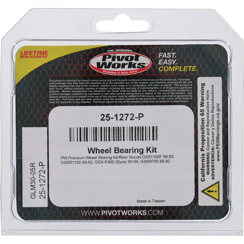 Pivot Works Suzuki Wheel Bearing Kit Premium Bearings 25-1272-P 25-1272-P Photo - Primary