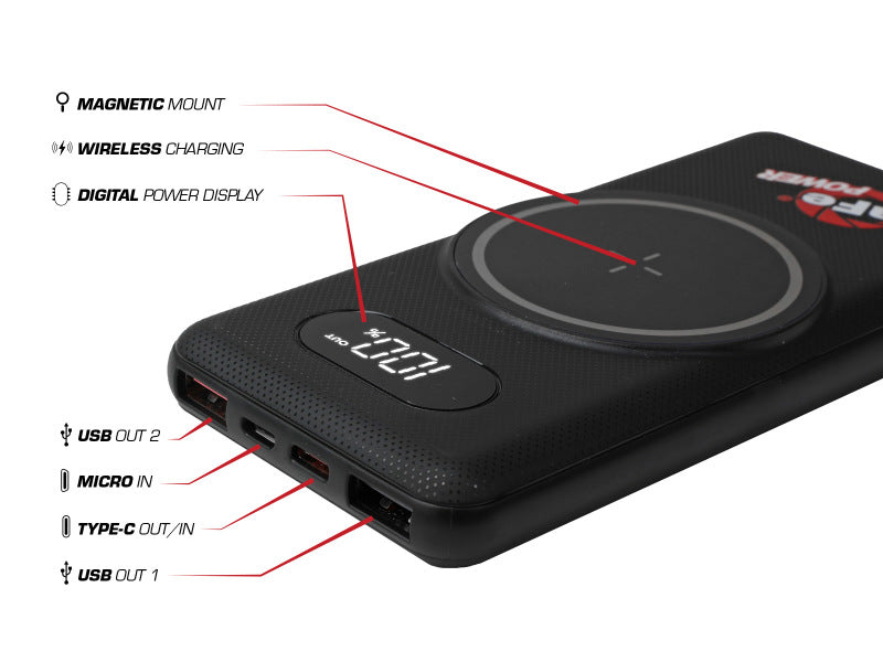 aFe Wireless 10,000 MAH Power Bank w/Digital Display 40-10248 40-10248 Photo - Close Up