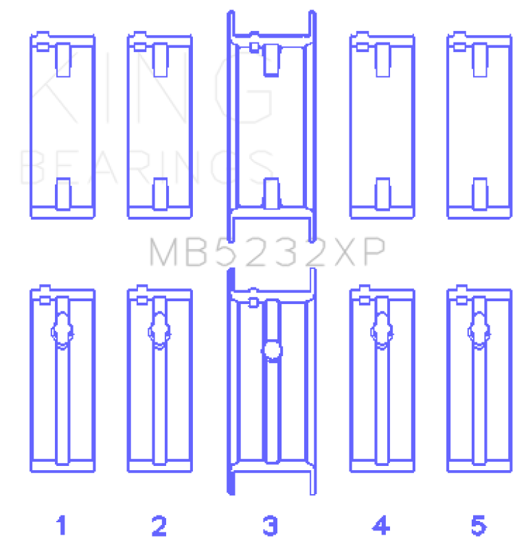 King Engine Bearings Nissan CA16DET/CA18DET/CA20ET (Size +0.50mm) Main Bearing Set MB5232XP0.5 MB5232XP0.5 Photo - Primary