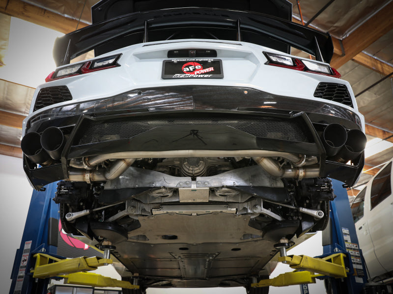 AFe MACH Force-Xp 304 Stainless Steel Cat-Back Exhaust Black 2020 Chevrolet Corvette C8 49-34124NM-B 49-34124NM-B Photo - Mounted