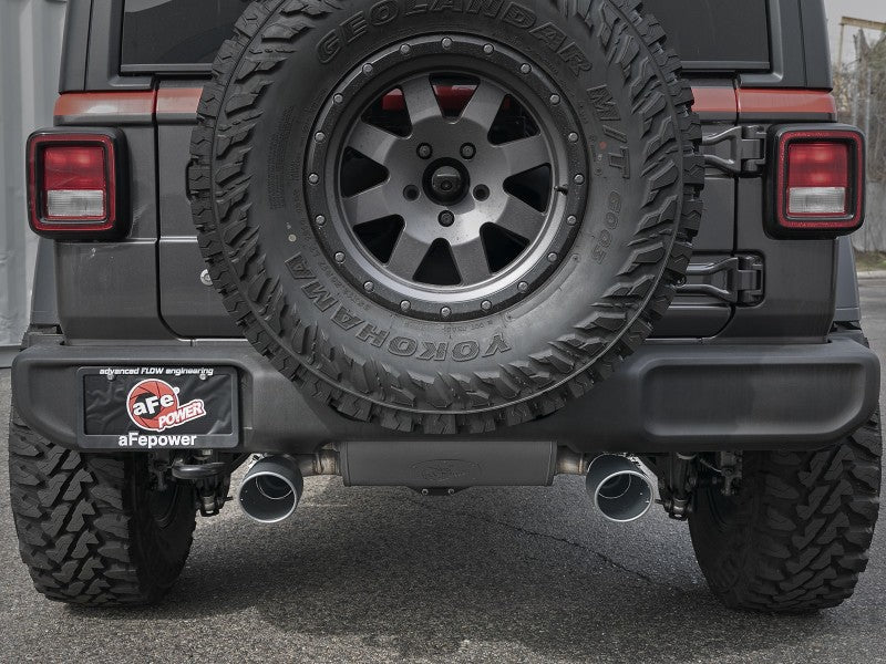 aFe Rebel Series 409 Stainless Steel Cat-Back Exhaust 18-21 Jeep Wrangler JL 2.0L (t) - Black Tip 49-48096-B 49-48096-B Photo - Mounted