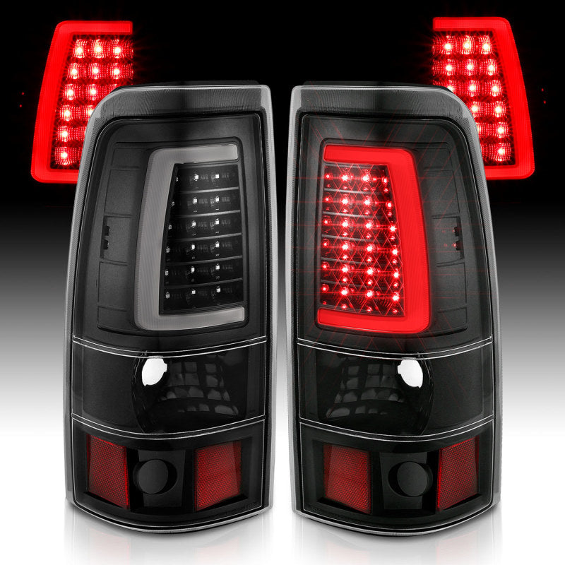 ANZO 1999-2002 Chevy Silverado 1500 LED Taillights Plank Style Black w/Clear Lens 311330 311330 Photo - Unmounted