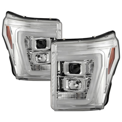Spyder Ford F250/350/450 11-16 V2 High-Power LED Headlights-White Light Bar-Chrome PRO-YD-FS11V2PL-C 5087881 5087881 Photo - Primary