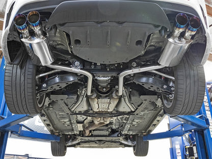 aFe Takeda 2in Stainless Steel Axle-Back Exhaust Sys w/Polished Blue Tips 49-36037-L Photo - Mounted