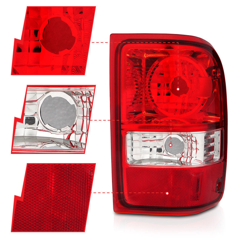 ANZO 2001-2011 Ford Ranger Taillights w/ Red/Clear Lens (OE Replacement) Pair 211182 211182 Photo - Unmounted