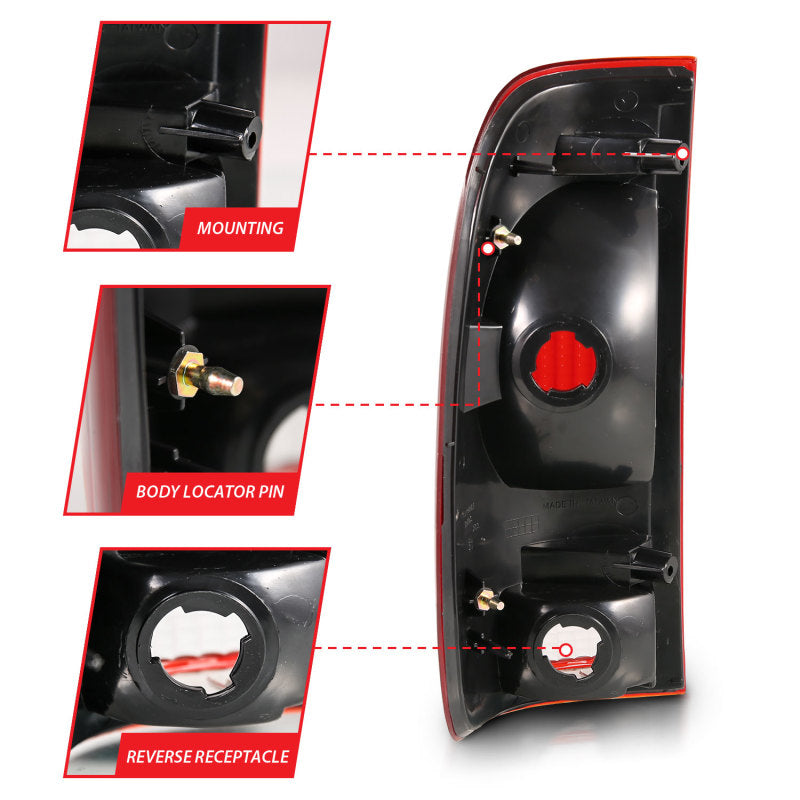 ANZO 1997-2003 Ford F-150 Taillight Red/Clear Lens (OE Replacement) 311307 311307 Photo - Unmounted