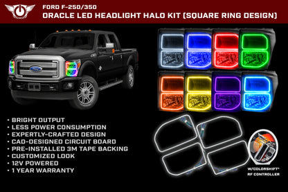 ORACLE Lighting Oracle Ford F250/350 11-16 Halo Kit (Square Ring Design) - ColorSHIFT w/ BC1 Controller 2383-335 2383-335 Product Specifications Sheet
