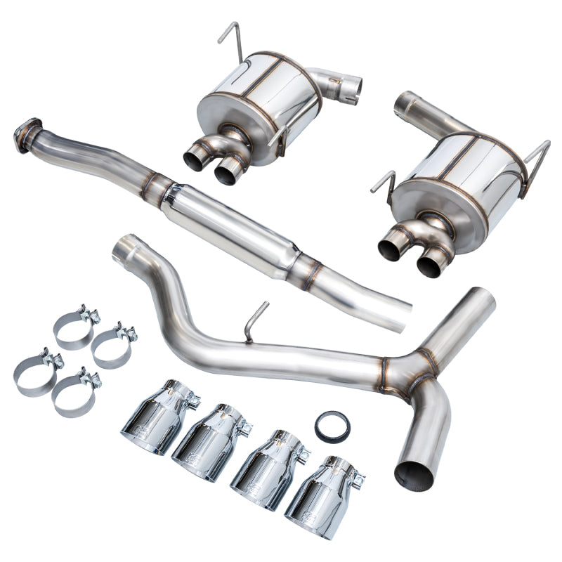 AWE Tuning Subaru STI VA / WRX GV / STI GV Sedan Touring Edition Exhaust - Chrome Silver Tip (102mm) 3015-42104 3015-42104 Photo - out of package