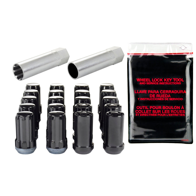 McGard SplineDrive Tuner 5 Lug Install Kit w/Locks & Tool (Cone) M14X1.5 / 1in. Hex - Blk 65510BK 65510BK Photo - out of package