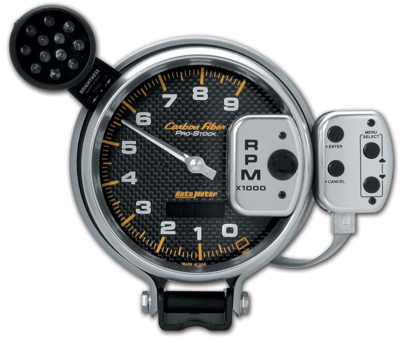 Autometer 5" Tachometer, 0-9000 Rpm, Pro-Stock Pedestal W/ Super Lite & Peak Mem 6835 Photo - Primary