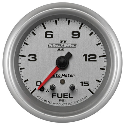 AutoMeter Gauge Fuel Press 2-5/8in. 15PSI Stepper Motor W/ Peak & Warn Ultra-Lite II 7761 7761 Photo - Primary
