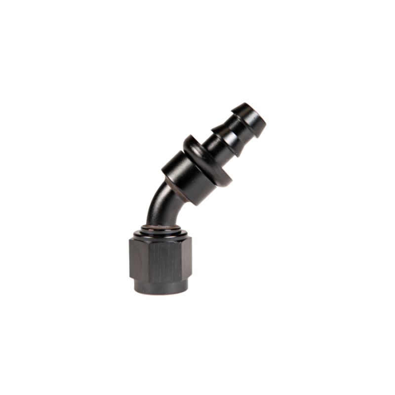 Fleece Performance Universal -8AN 45Deg to Hose Barb - Black FPE-PL-45-08 FPE-PL-45-08 User 1