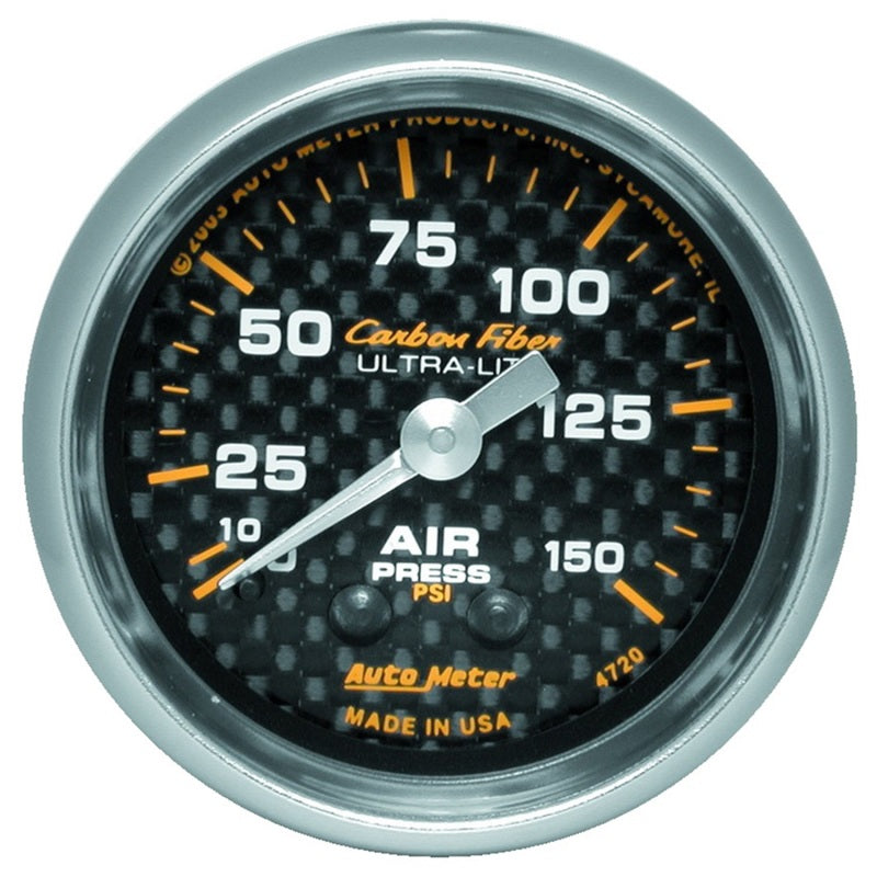 Autometer Gauge, Air Pressure, 2 1/16", 150Psi, Mechanical, Carbon Fiber 4720 Photo - Primary