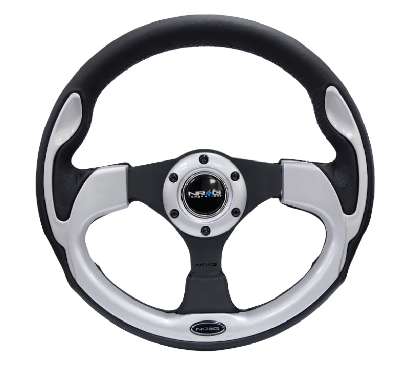 NRG Reinforced Steering Wheel- 320mm Sport Steering Wheel w/ Silver Trim 10TCU RST-001SL Photo - Primary